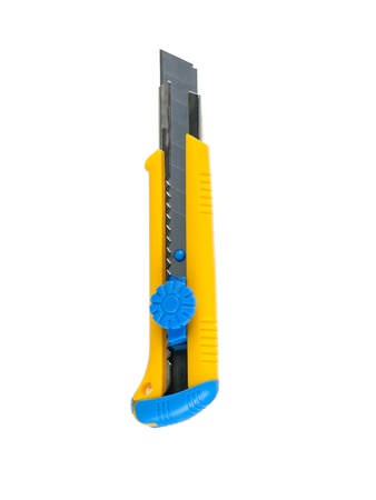 yellow cutter isolated on white backgroundの写真素材