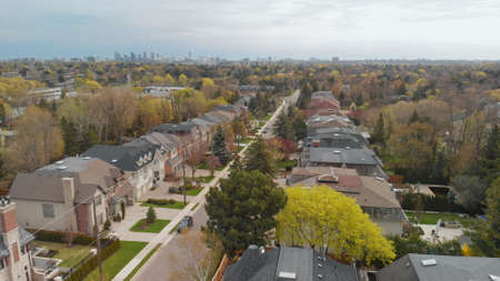 An aerial view of a residential neighborhood in the York Mills area of Toronto.の写真素材