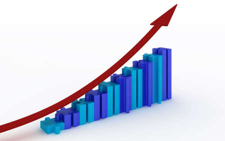 Business graph puzzle with white backgroundの写真素材