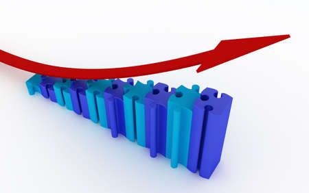 Business graph puzzle with white backgroundの写真素材