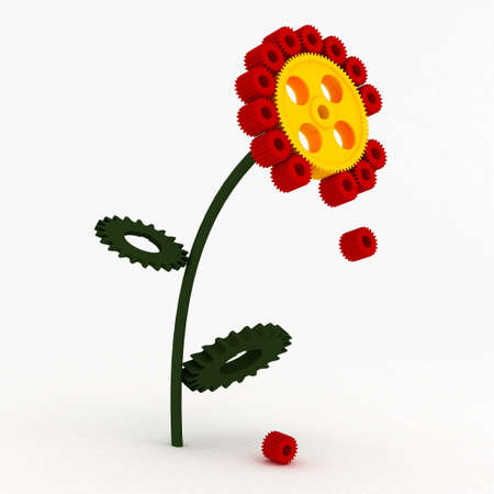 Flowers made of gearsの写真素材