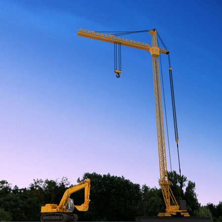 3D yellow craneの写真素材