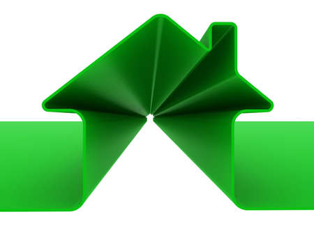 3d Green house sign isolated on whiteの写真素材