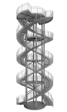 Double Spiral staircase isolated on whiteの写真素材