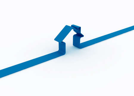 3d Blue house sign isolated on whiteの写真素材