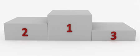 White pedestal with red numerals isolated on whiteの写真素材
