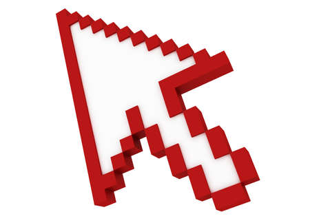 3d red cursor isolated on white backgroundの写真素材