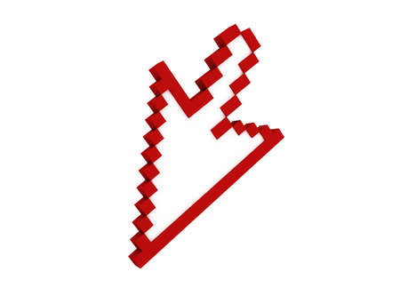 3d red cursor isolated on white backgroundの写真素材