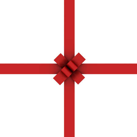 Beautiful Red ribbon and bow isolated on white background for replace with your own imageの写真素材