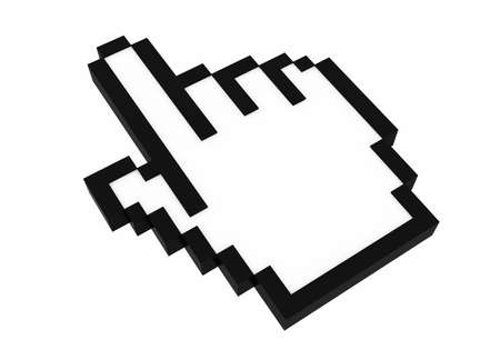 3d hand cursor isolated on white backgroundの写真素材
