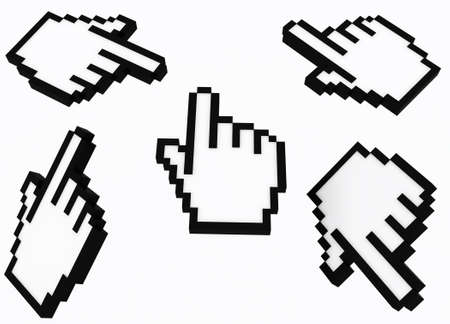 3d hand cursor isolated on white background