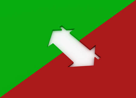 Fine 3d image metaphor of Red and Green house signの写真素材