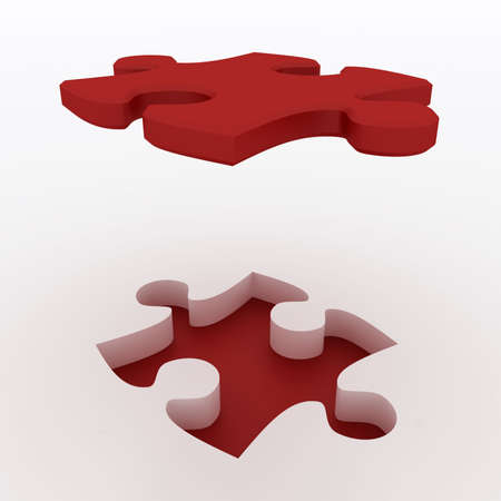 Beautiful Red Puzzle on white background. Large image Resolutionの写真素材