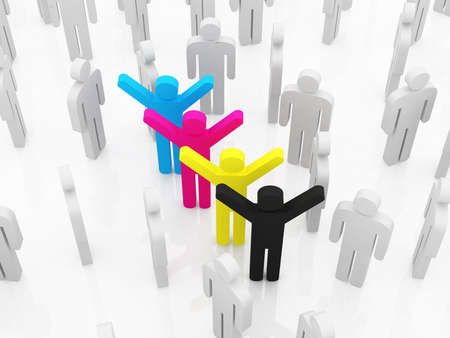 CMYK colour, concept with peopleの写真素材