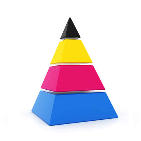 3D cmyk ink drops isolated on white の写真素材