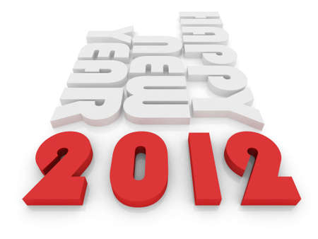 Happy New Year 2012 isolated on whiteの写真素材