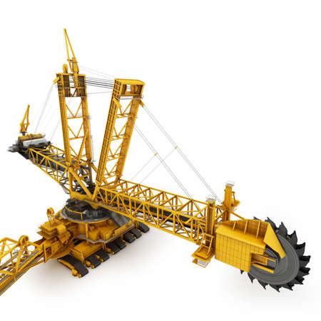 Bucket wheel excavator isolated on whiteの写真素材