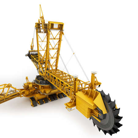 Bucket wheel excavator isolated on whiteの写真素材