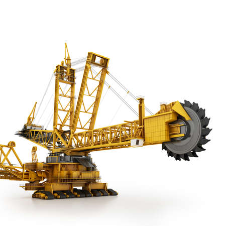 Bucket wheel excavator isolated on whiteの写真素材