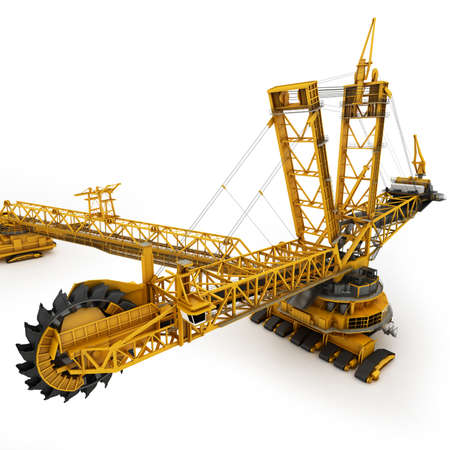 Bucket wheel excavator isolated on whiteの写真素材