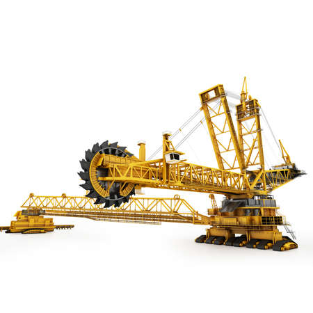 Bucket wheel excavator isolated on whiteの写真素材