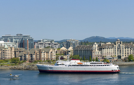 M.V. Coho Ferry departing Victoria, British Columbia, Canadaの写真素材