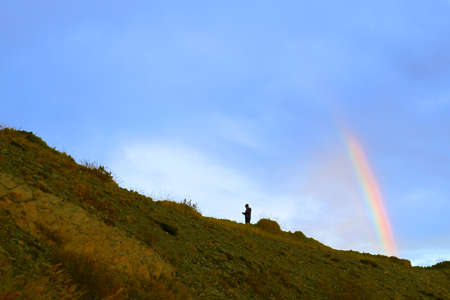 I caught the rainbow just coming out after the rainy day.の写真素材