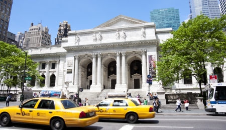 NEW YORK CITY, USA - MAY 6 2012: The New York City Public Library Main Branch MAY 6, 2012  in New York, NY. Completed in 1911, the flagship building is a National Historic Landmark. のeditorial素材