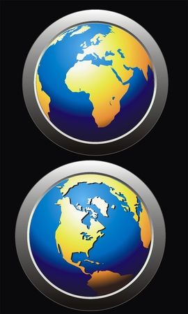 vector globe planet button for internet pageのイラスト素材