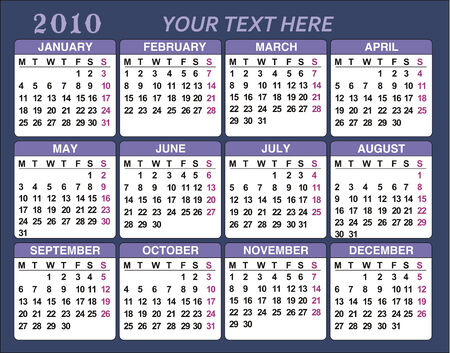 Simple vector Calendar for 2010のイラスト素材