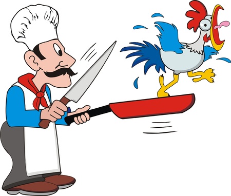 cook and chickenのイラスト素材