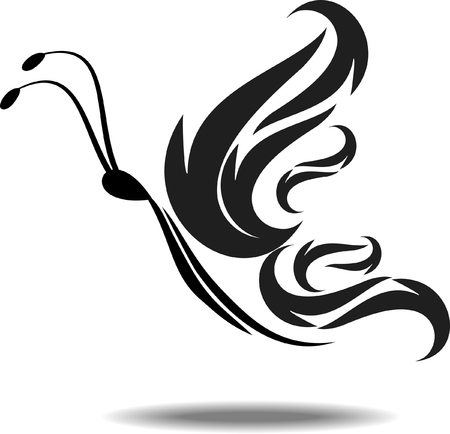 Butterfly Isolated silhouette. Tattooのイラスト素材