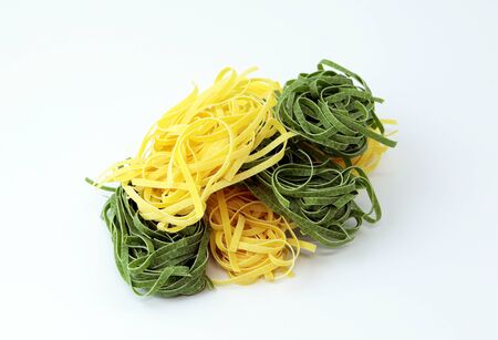 Pasta italian fettuccine green and yellowの写真素材