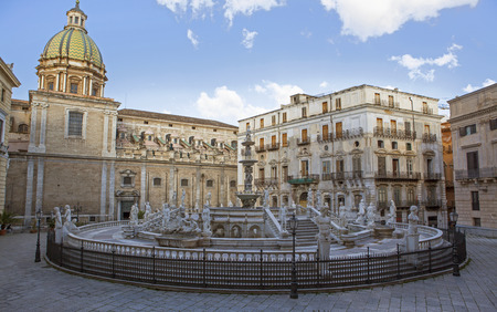 Sicily, Pretoria square in palermoの写真素材