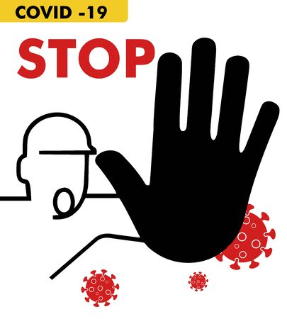 Vector illustration of a prohibition sign for emergency crown virusのイラスト素材