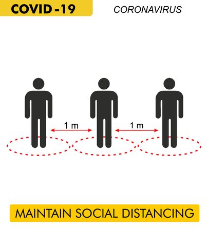 Social distance. Illustration of keeping the social distance for corona virus covid-19のイラスト素材