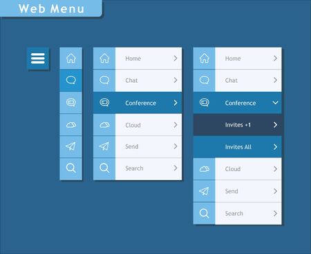 web menu. Illustration of a web button menu for website or video conferenceのイラスト素材