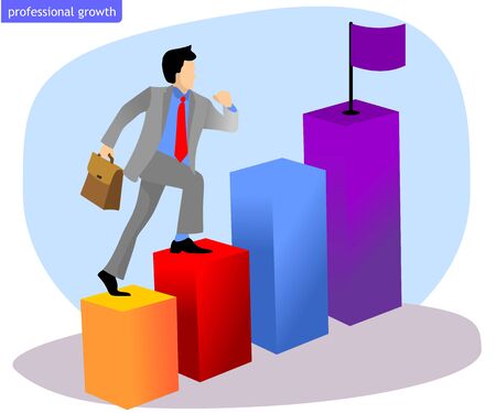 business man is climbing the world of work quickly. Objective to be achievedのイラスト素材