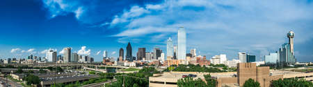 Panorama of the Dallas Texas Skyline on a partly cloudy day.の写真素材