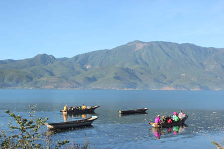 Lugu Lake natural sceneryの写真素材