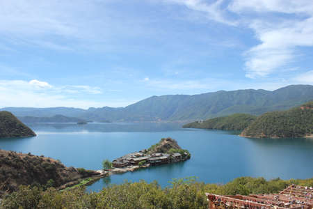 The Lugu Lake natural landscapeの写真素材
