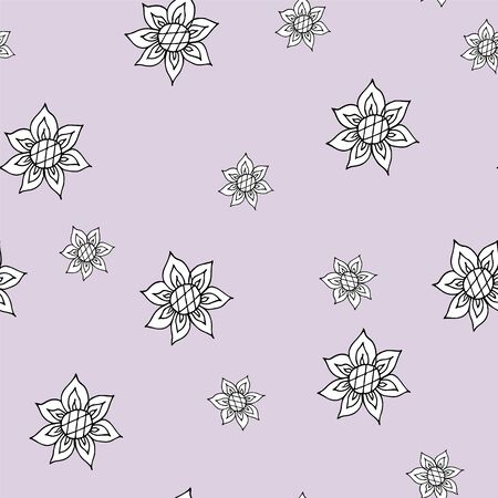 Seamless pattern, sunflowers, flowers. Design for wrapping paper, adhesive tape, adhesive tape, textiles, cards, notebooks. Hand drown vector illustrationのイラスト素材