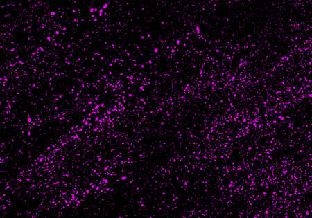 Lilac splashes of paint on a black background. Trace random paint splashes. Splashes of paint like a starry sky. Vector texture for designのイラスト素材