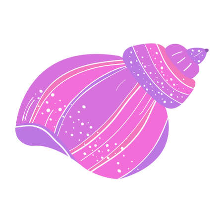 Cute cartoon vector illustration of a sea shell. Hand drawing of a pink shell. Marine design elementのイラスト素材