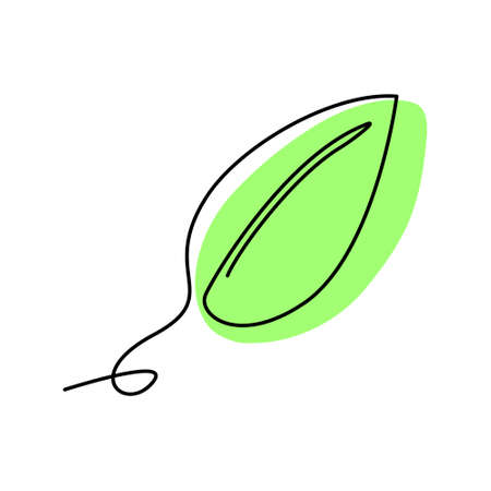 Single continuous line art, vector illustration leaf. Environmental protection concept, ecology concept, Earth day, organic food, vegan products. Sketch outline drawing vector illustrationのイラスト素材