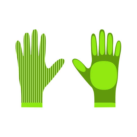 Green striped work gloves. Hand protection in the garden, in other worksのイラスト素材
