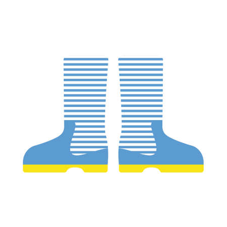 Striped blue rubber boots for gardening. Gardening conceptのイラスト素材