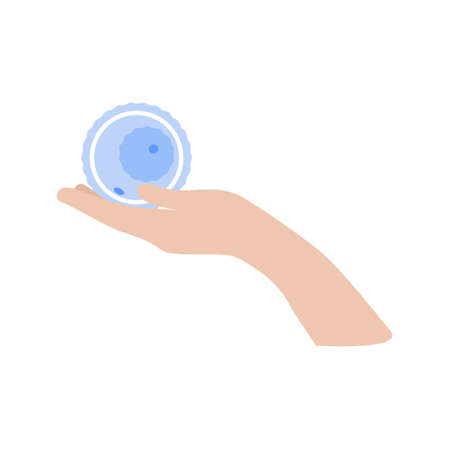 Egg donation. The hand holds the oocyteのイラスト素材