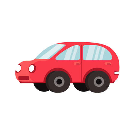 Volumetric red cartoon car. Vector illustrationのイラスト素材