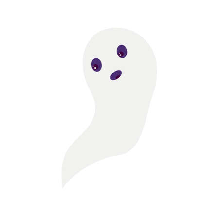 Flying ghost spirit. Smiling white ghost. Cute cartoon spooky character, Halloween element designのイラスト素材